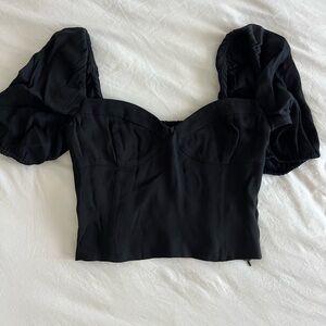 Wilfred black crop top with bubble sleeve size s